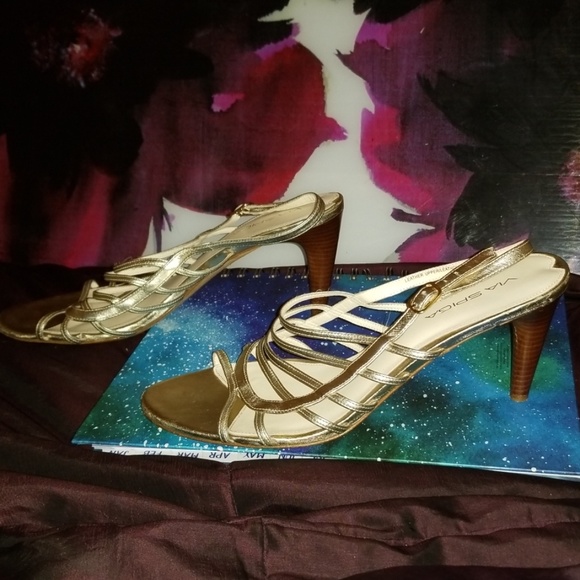 Via Spiga Strappy Gold Heels - Picture 3 of 7